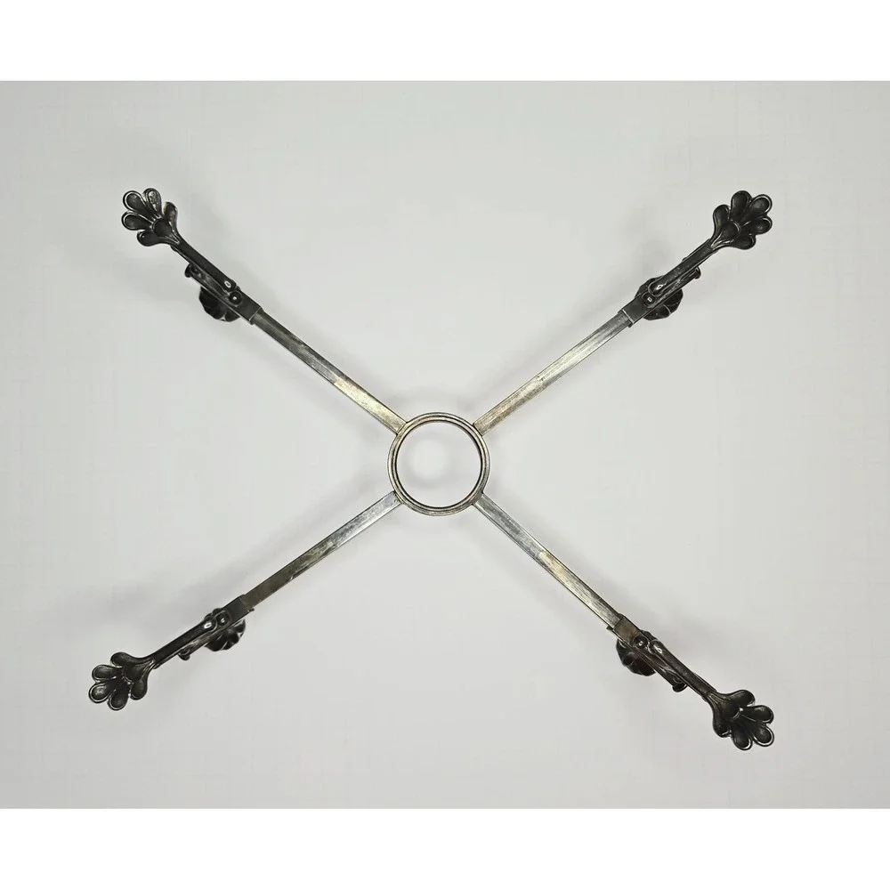 Vintage Silver Plated Adjustable Trivet Ornate Shell Footed Expandable Hot Plate